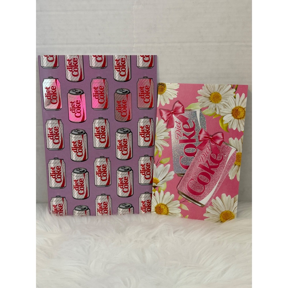 Diet Coke CrownJewlz Journal Set 2pk Purple Pink Daisy Soda Licensed